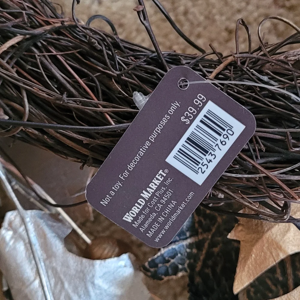 Cost Plus World Market Gold and Brown Holiday Wreath